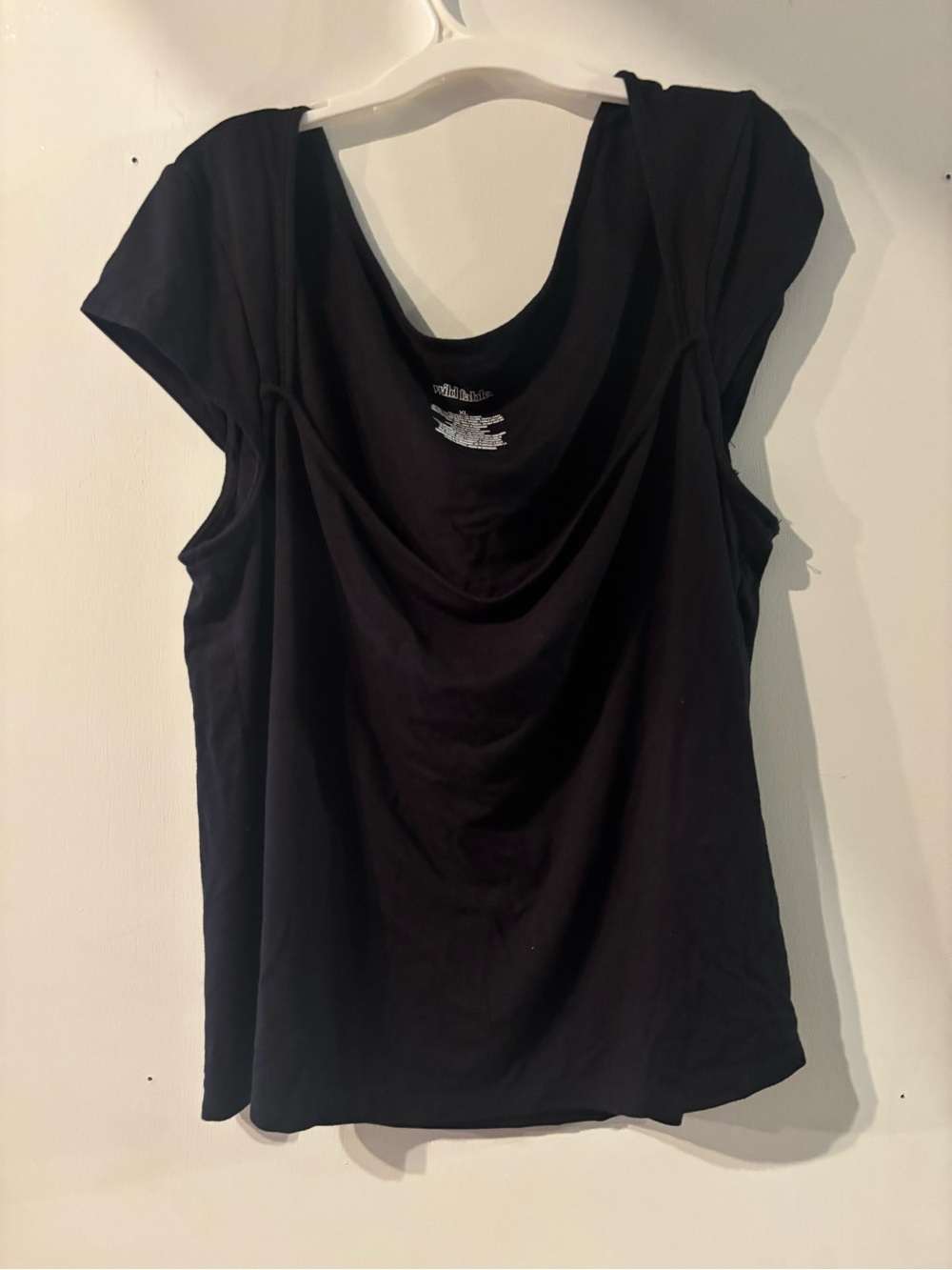 wild fable Black Short Sleeve Drape Neck Top
